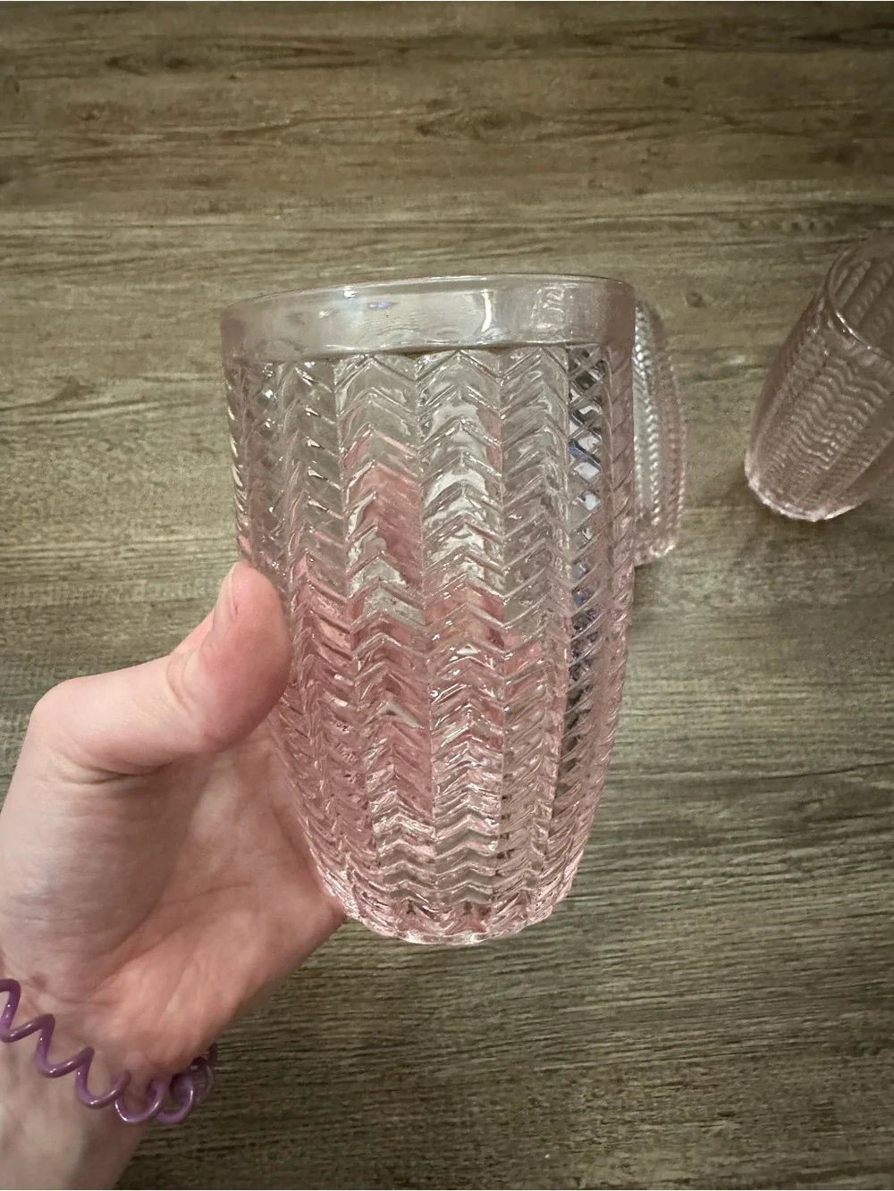 Godinger Pink Pressed Glass Tumbler Trio